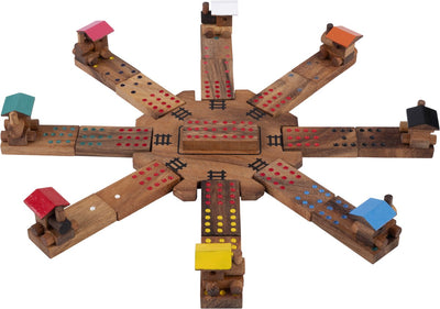 Engelhart mexikanisches Domino – Holzstrategiespiel – mexikanisches Zug-Dominospiel – Brettspiel – logisches Denkspiel – Akazienholz –