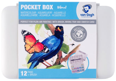 Van Gogh • Aquarellfarben-Taschenbox in leuchtenden Farbtönen mit 12 Farben in halben Näpfchen