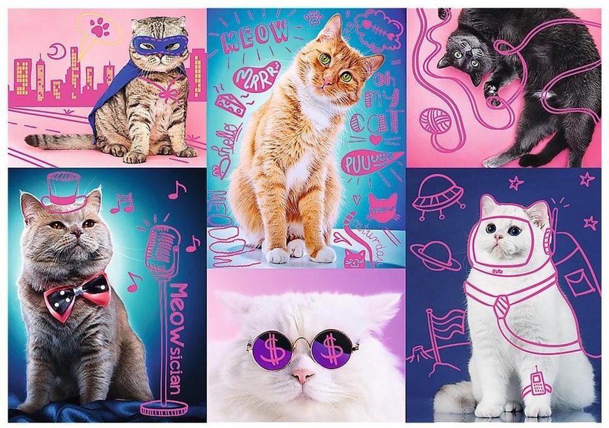 Trefl Puzzle 1000 Teile Katzen – Superkatzen-Tierpuzzle.