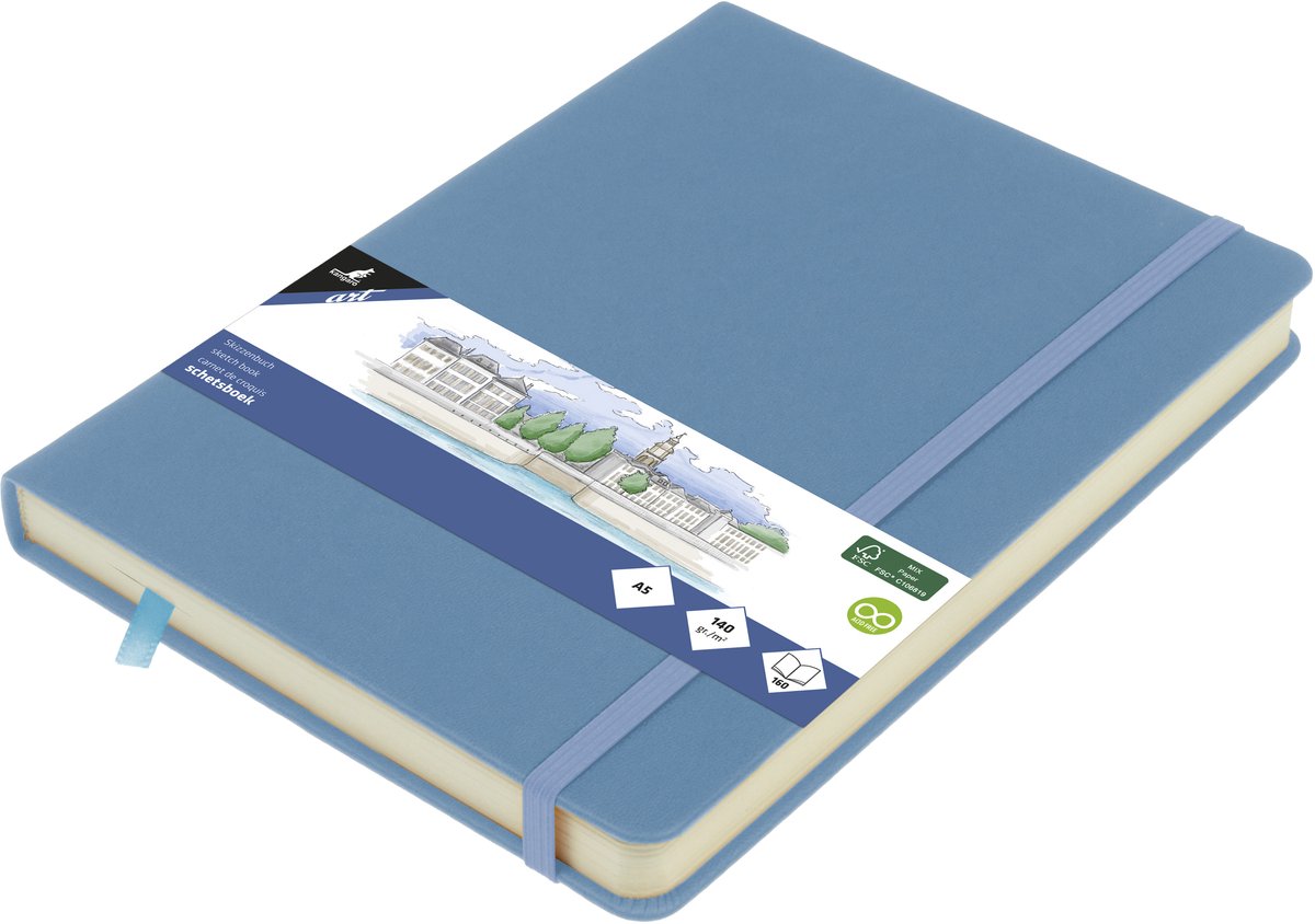 Kangaro-Skizzenbuch – A5 – Himmelblau – mit Gummiband und Band – k-861295