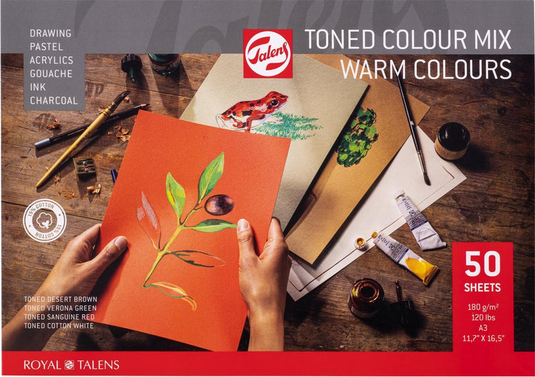 Royal Talens Talens getönte Papiermischung warm, A3, 180 g, 50 Blatt,