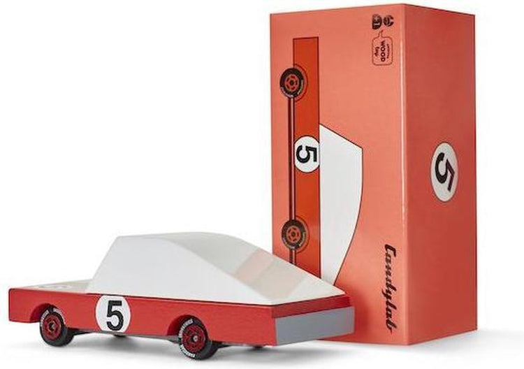 Candylab Toys Candycar World: Racer Red #5 (F195) 8,9x4,1x3cm, Holzdruckguss, magnetisch, in Geschenkbox, 3+