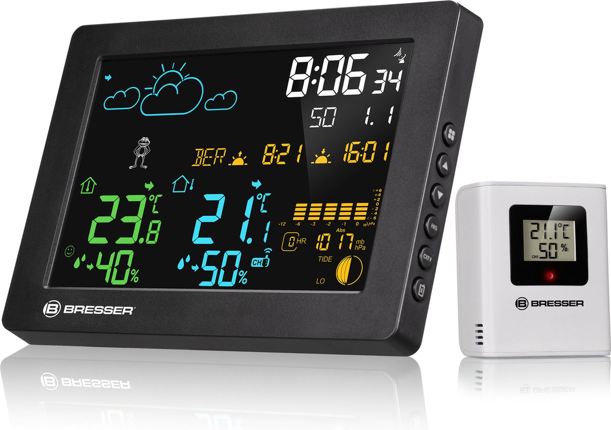 Bresser Wetterstation - meteotemp baro - mit Farbdisplay - für drinnen und draußen