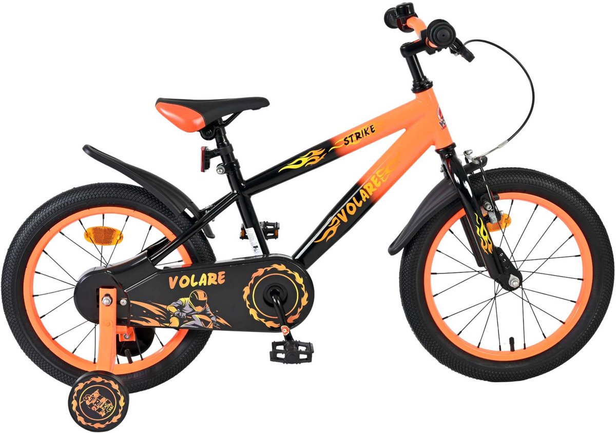 Volare Strike Kinderfahrrad – Jungen – 16 Zoll – Schwarz Orange