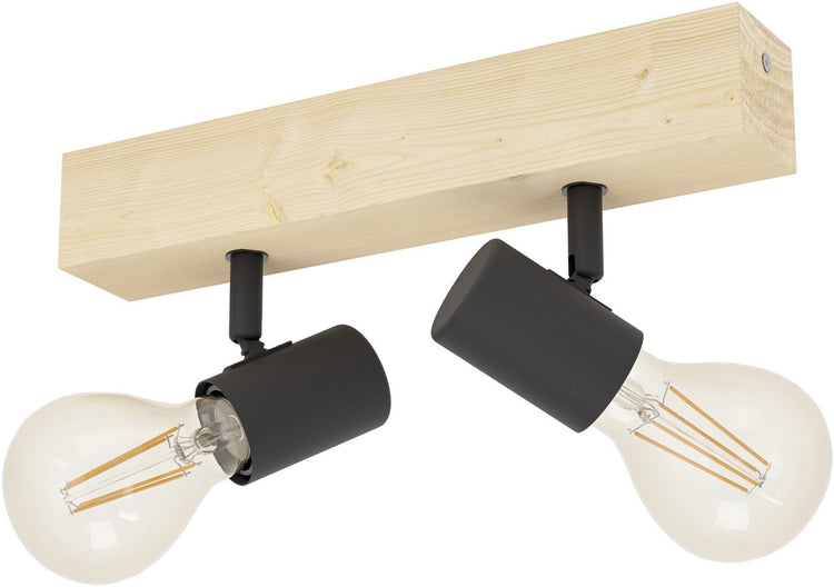 Eglo Townshend 3 Spot - 2 Lichter - E27 - Braun - Schwarz - FSC-Holz