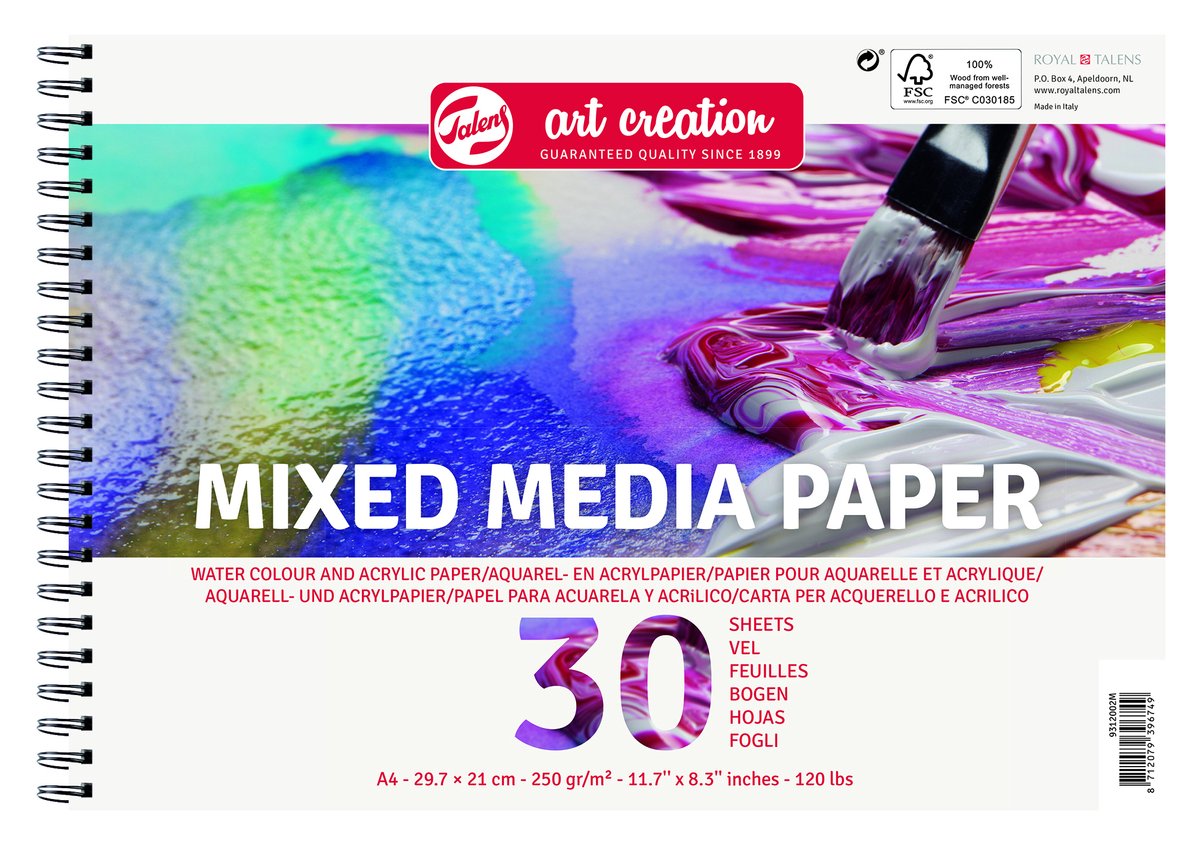 Talens Art Creation Papier Mixed Media A4 weiß | 3 Stück