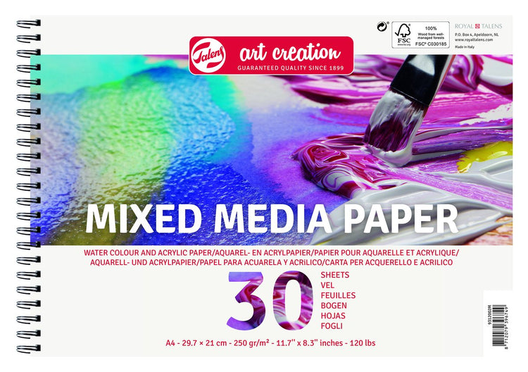 Talens Art Creation Papier Mixed Media A4 weiß | 3 Stück