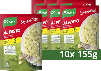 Knorr Spaghetti-Nudelgericht – al Pesto – diese Mahlzeit ist innerhalb von 7 Minuten fertig – 10 x 155 g