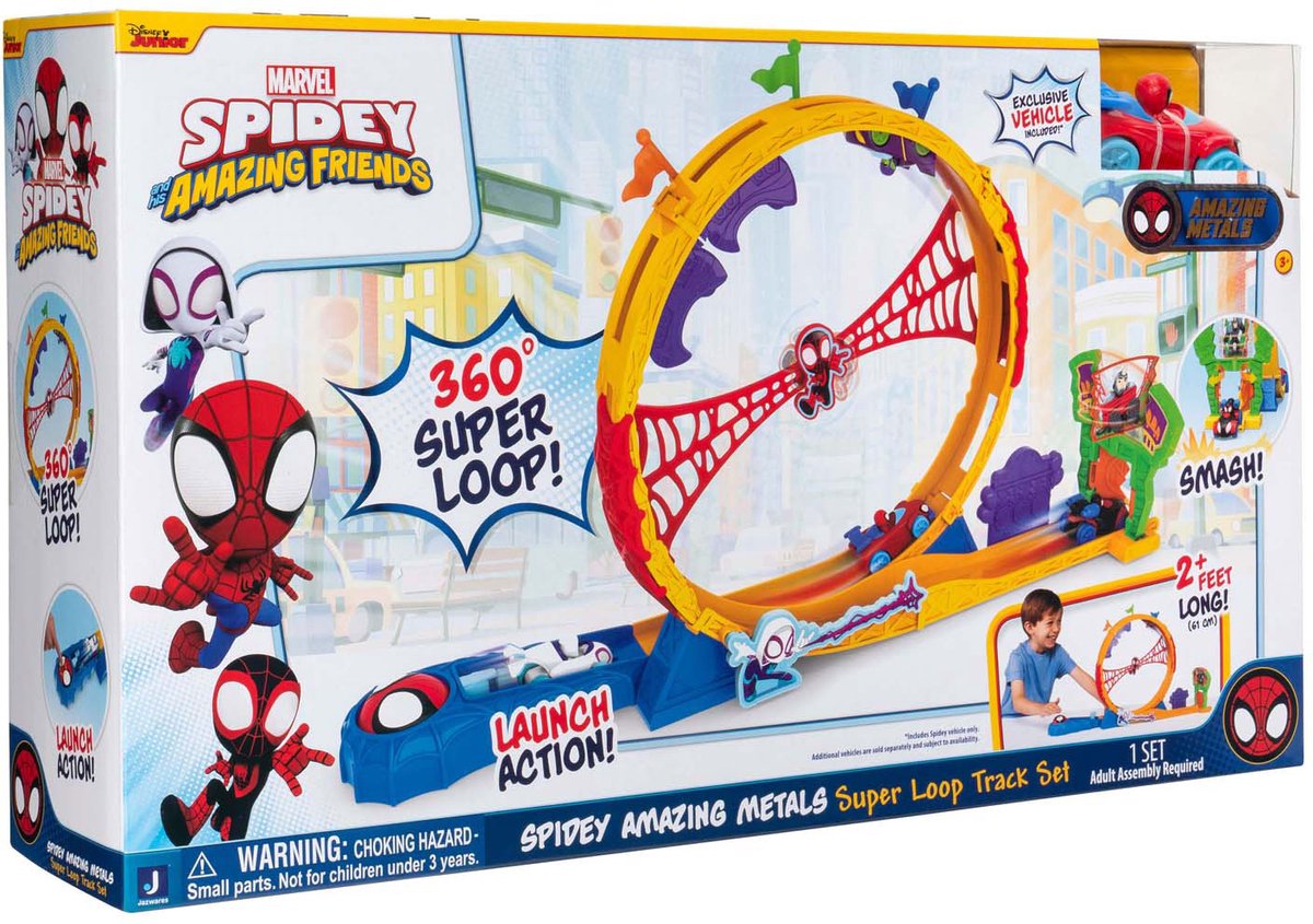 Jazwares spinnenartige Super-Loop-Rennstrecke aus Metall