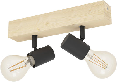 Eglo Townshend 3 Spot - 2 Lichter - E27 - Braun - Schwarz - FSC-Holz