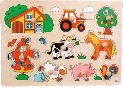 Goki Holz Nick Puzzle Farm Retro, 5st.
