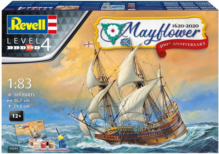 Revell Modellbausatz Militärfahrzeuge – 05684 Mayflower – 400-jähriges Jubiläum – Geschenkset Kunststoff – 1:83 – Modellbau