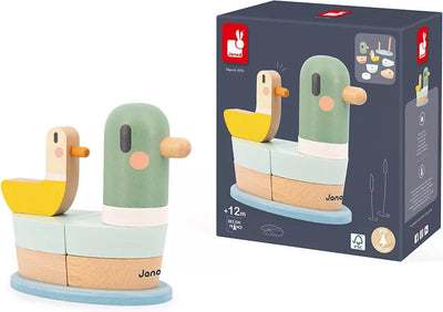 Janod - süßer Kokon - Stapelturm aus Holz - Ente