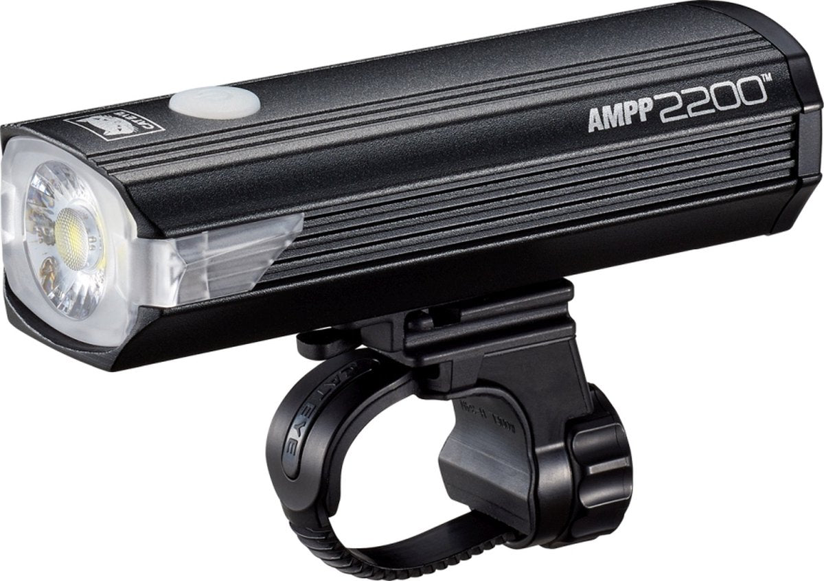 Cateye ampp2200 Fahrradscheinwerfer – Fahrradbeleuchtung max. 2200 Lumen – Leuchtdauer 1 bis 60 Stunden – USB wiederaufladbar – spritzwassergeschützt – sieben Lichtmodi