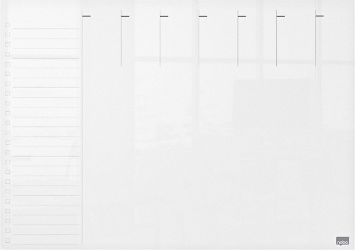 Nobo trocken abwischbares Mini-Whiteboard A3 – Wochenplaner – 297 x 420 mm – inklusive Marker – transparentes Acryl