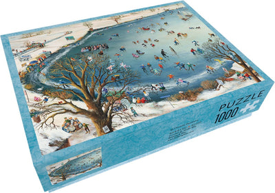 Bekking Blitz – Puzzle – 1.000 Teile – Kunst – Winterszene – Schnee – Schlittschuhspaß – Eisbahn – Charlotte Dematons