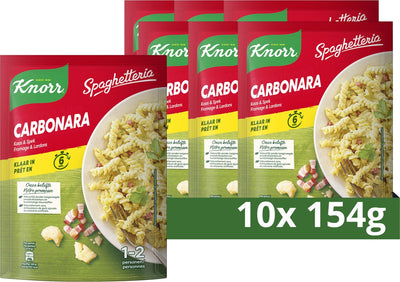 Knorr Spaghetti-Nudelgericht - Carbonara - diese Mahlzeit ist innerhalb von 6 Minuten fertig - 10 x 154 g