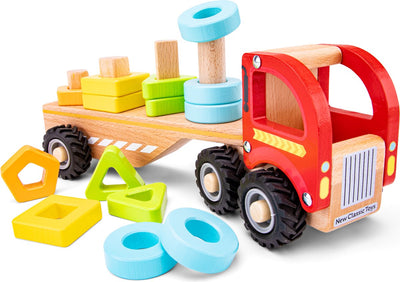 Woet® Form-LKW-Spielzeug aus Holz – Sortierwagen mit geometrischen Formen – fördert Motorik, Formerkennung – Spielzeugfahrzeug – Lernspielzeug – ab 18 Monaten