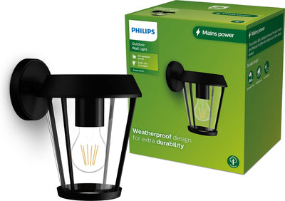 Philips LED Philips Sunera Wandleuchte – Außenleuchte – Schwarz – E27-Fassung – maximal 25 W – wetterfest; ip44 - hängende Wandleuchte