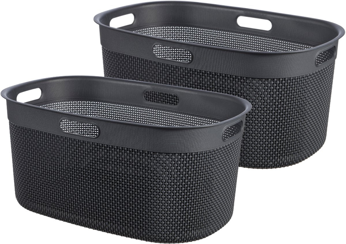 Curver Filo-Wäschekorb – 45 l – Set mit 2 Stück – Anthrazit