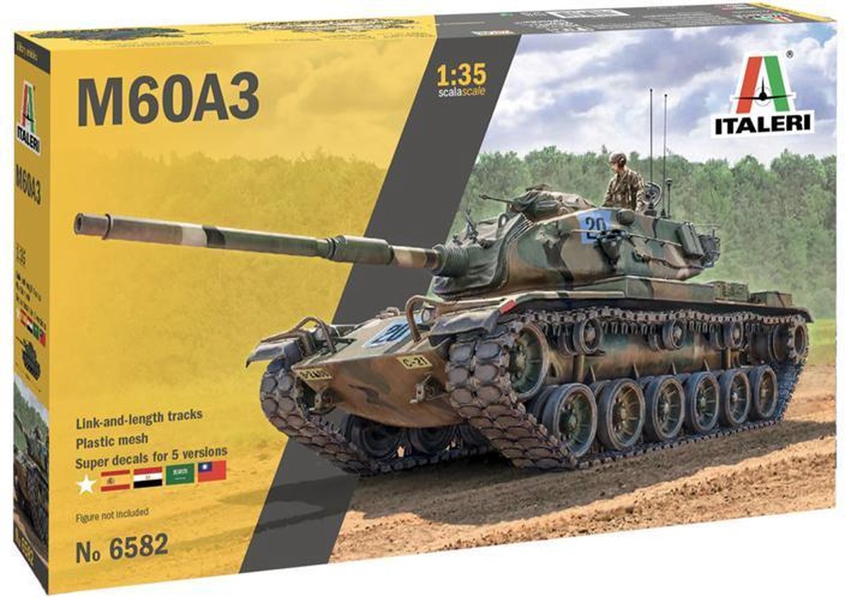 Italeri Modellbausatz Militärfahrzeuge – 6582 Panzer M60A3 aus US-Kunststoff – 1:35 – Modellbau