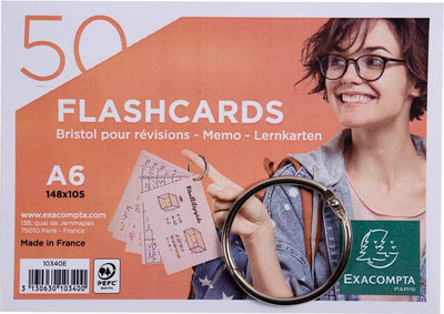 Exacompta farbige Karteikarten, ft A6, liniert, Packung mit 50 Stück