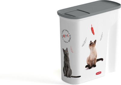 Curver Futterbehälter Katze – 6 l – 2,5 kg – 28 x 12 x 28 cm – weißgrau