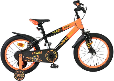 Volare Strike Kinderfahrrad – Jungen – 16 Zoll – Schwarz Orange – zwei Handbremsen