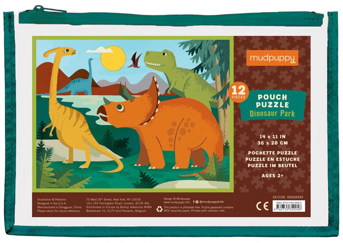 Mudpuppy-Puzzle – Dino-Park – 36 x 28 cm – 12 Teile – 2 Jahre