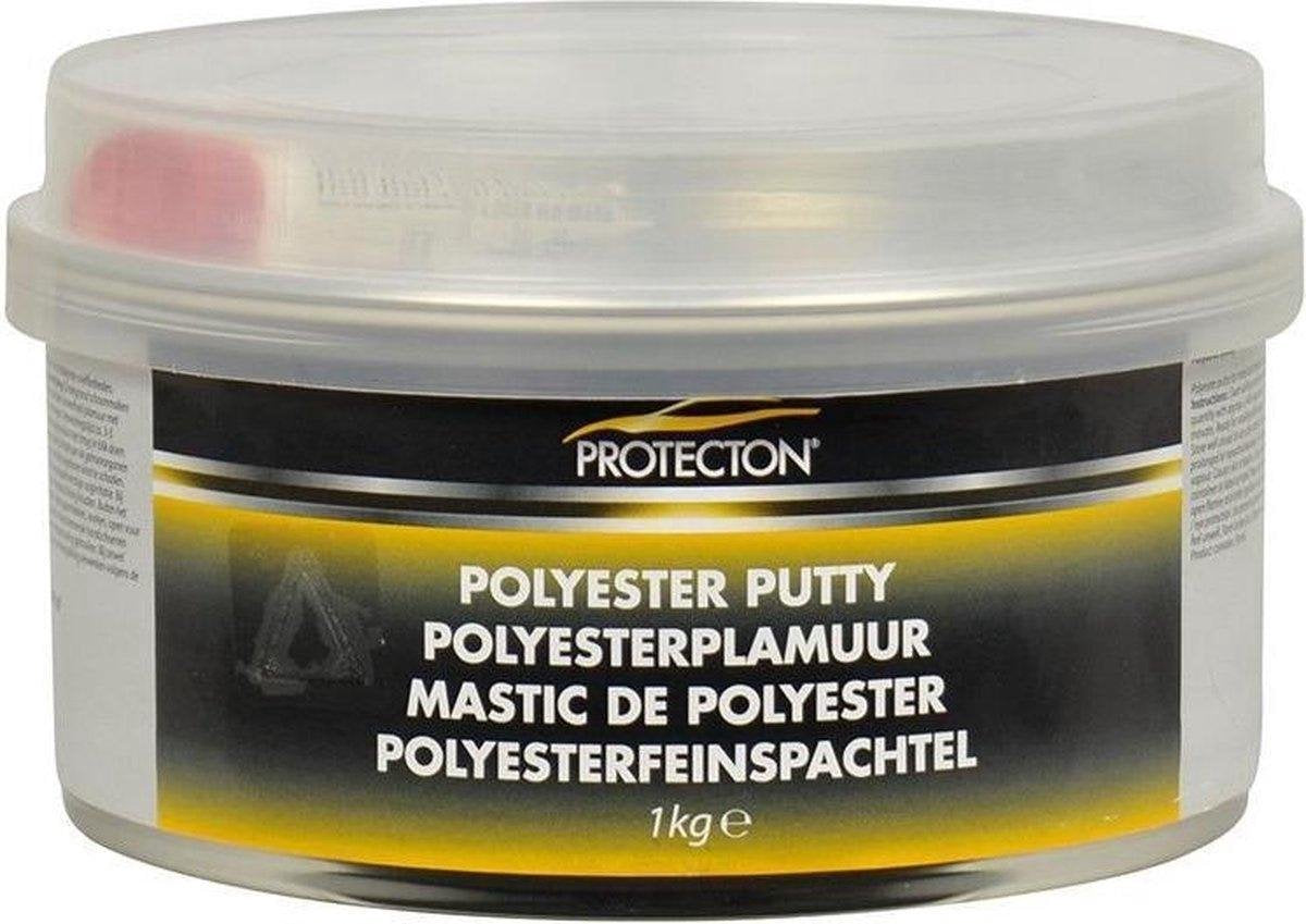 Protecton Polyesterspachtelmasse - zum Ausgleichen von Unebenheiten - anwendbar auf Stahl, Aluminium, Holz, Beton Polyester - elastisch und sehr gut schleifbar - inkl. Tube Härter - 1 kg