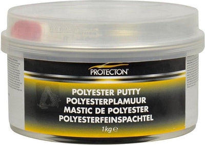 Protecton Polyesterspachtelmasse - zum Ausgleichen von Unebenheiten - anwendbar auf Stahl, Aluminium, Holz, Beton Polyester - elastisch und sehr gut schleifbar - inkl. Tube Härter - 1 kg