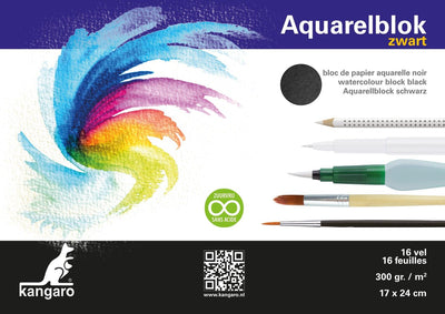 Kangaro-Aquarellpapier – 24 x 17 cm – 300 Gramm – 16 Blatt – schwarz – säurefrei – k-5311