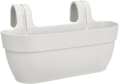 Elho Vibia Campana Easy Hanger L 46 – Balkonbox mit Aufhängehaken – 100 % recycelter Kunststoff – ø 46,0 x H 26,5 cm – Seidenweiß