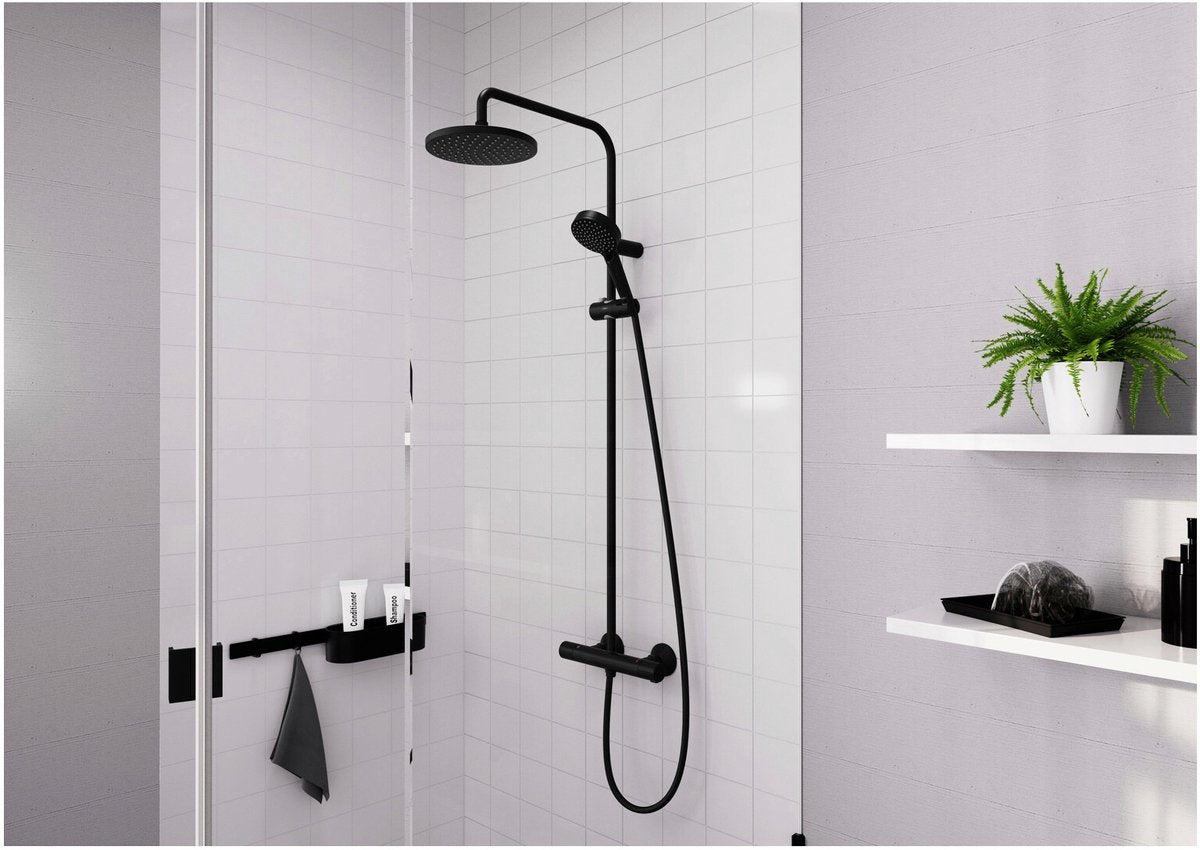 Hansgrohe Lackmischung - Showerpipe - Mattschwarz - mit Thermostat