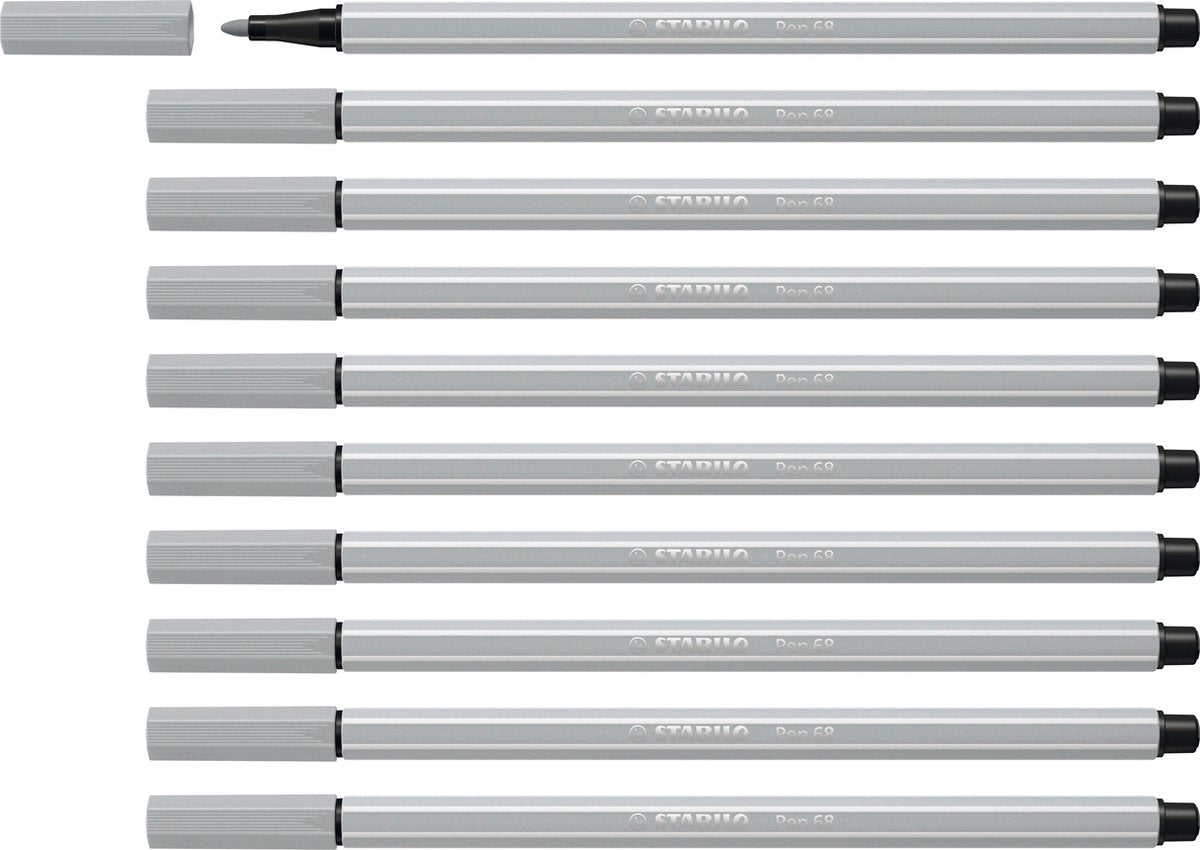 Stabilo Pen 68 - Premium-Filzstift - Hellgrau - Box mit 10 Stück