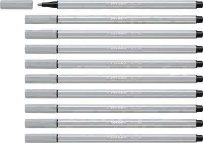 Stabilo Pen 68 - Premium-Filzstift - Hellgrau - Box mit 10 Stück