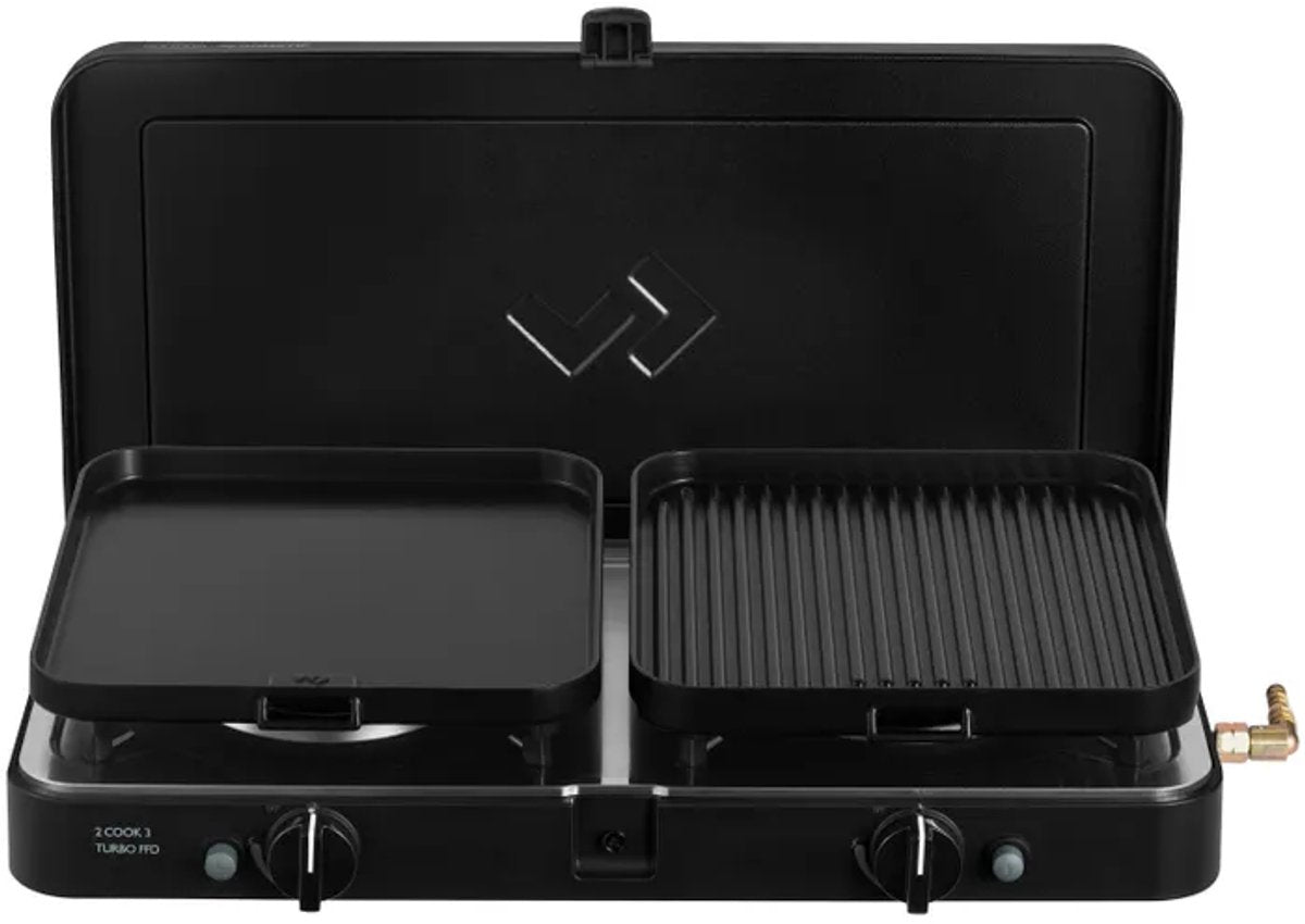 Cadac Dometic 2 Cook Turbo FFD Deluxe – leichter 2-Flammen-Kocher – Turbobrenner – inkl. Grill und Bratpfanne