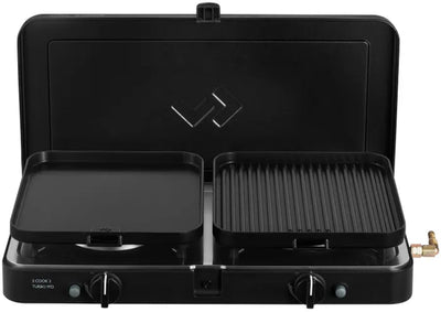 Cadac Dometic 2 Cook Turbo FFD Deluxe – leichter 2-Flammen-Kocher – Turbobrenner – inkl. Grill und Bratpfanne