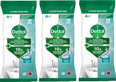 Dettol antibakterielle Tücher für mehrere Oberflächen, Ozean – 3 x 110 Stück – Vorteilspack