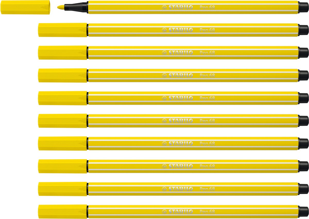 Stabilo Pen 68 – Premium-Filzstift – Zitronengelb – Box mit 10 Stück
