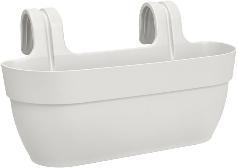 Elho Vibia Campana Easy Hanger L 46 – Balkonbox mit Aufhängehaken – 100 % recycelter Kunststoff – ø 46,0 x H 26,5 cm – Seidenweiß