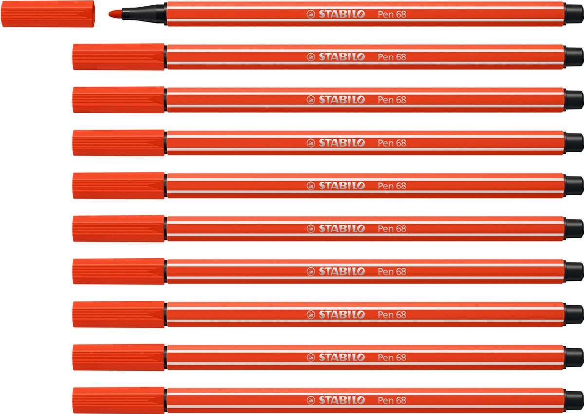 Stabilo Pen 68 – Premium-Filzstift – Hellrot – Box mit 10 Stück