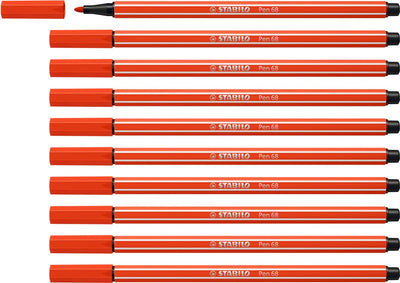 Stabilo Pen 68 – Premium-Filzstift – Hellrot – Box mit 10 Stück