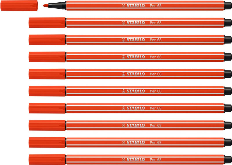 Stabilo Pen 68 – Premium-Filzstift – Hellrot – Box mit 10 Stück