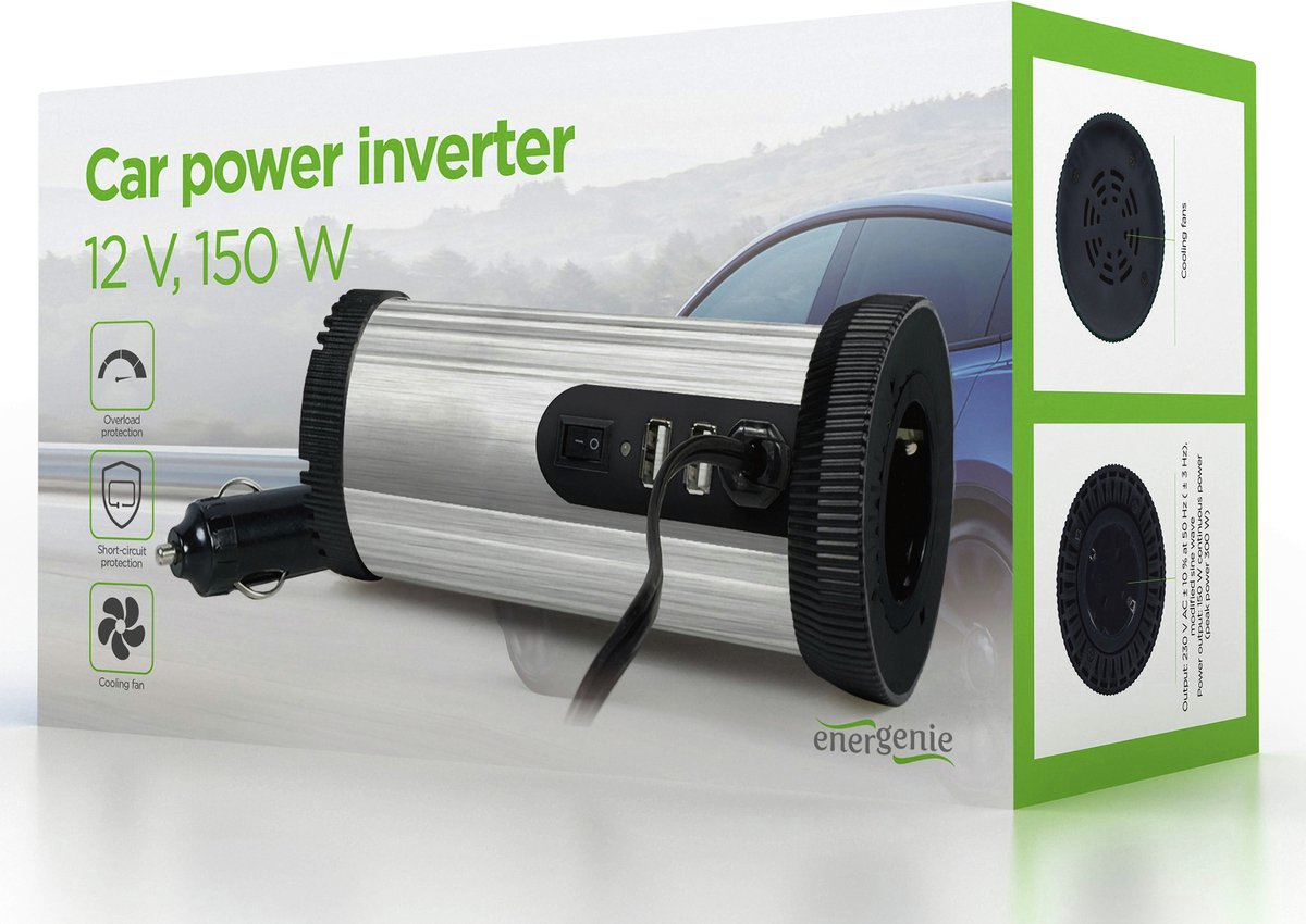Energenie Auto-Wechselrichter – Eingang 11 V – 15 V – Ausgang 230 V – 150 Watt