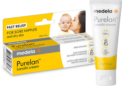 Medela Purelan Brustwarzensalbe – Lanolin-Brustwarzencreme – schnelle Linderung bei wunden Brustwarzen – Tube 37gr