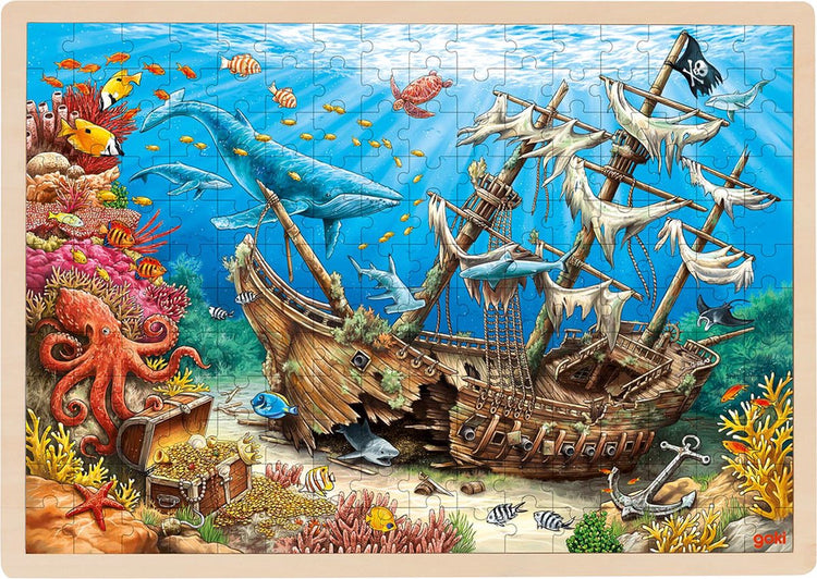 Goki Puzzle - versunkenes Schiff Santa Elena - 192 Teile - 46,5x33x1cm - Holz - 4+