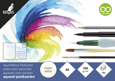 Kangaro-Aquarellblock – Postkarten – A6 – 15 Blatt – 250 Gramm Aquarellpapier – K-5370