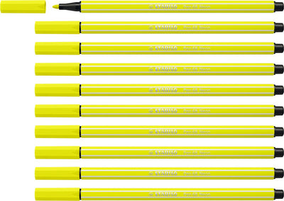 Stabilo Pen 68 – Premium-Filzstift – Neongelb – Box mit 10 Stück