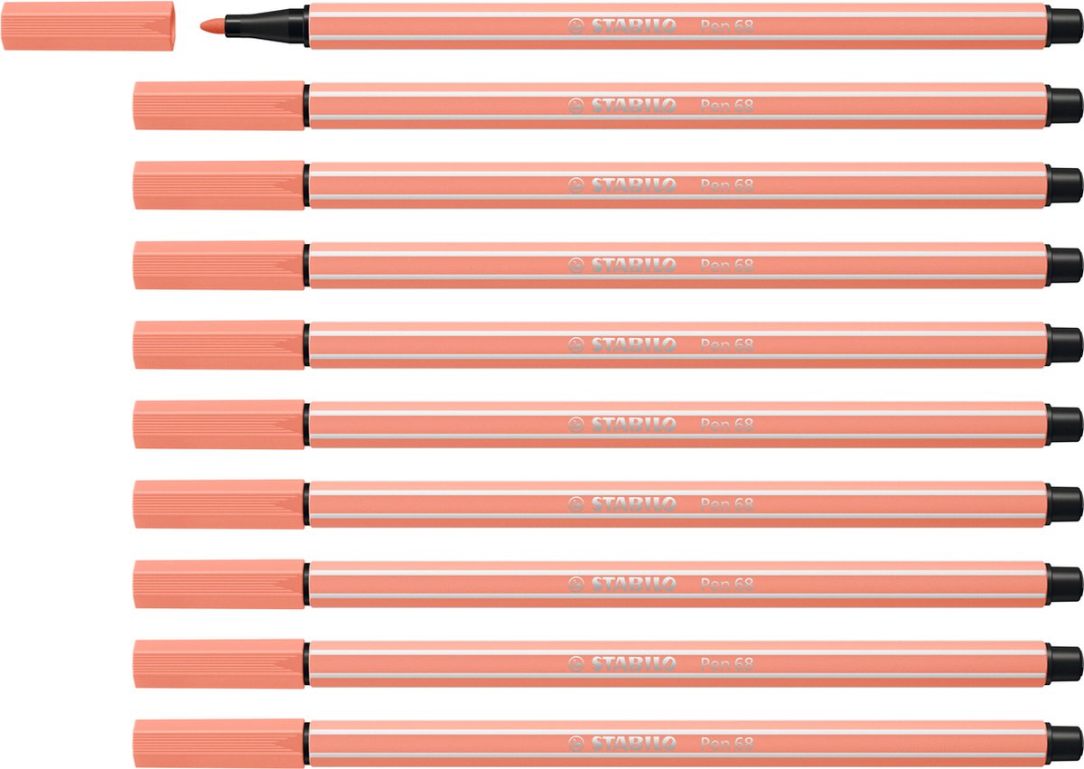 Stabilo Pen 68 – Premium-Filzstift – Aprikose – Box mit 10 Stück